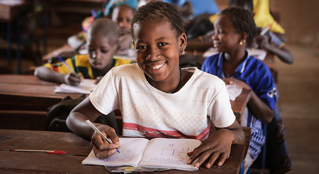 Aissata* at school in Mali