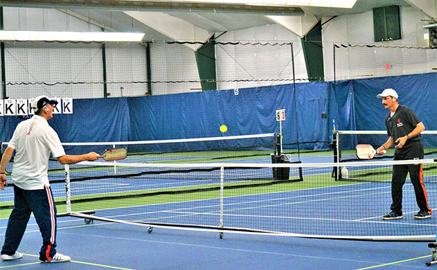 The Rossetti Brothers in the groove during their Guinness World Records<sup></sup> recognized longest pickleball volley fundraiser.